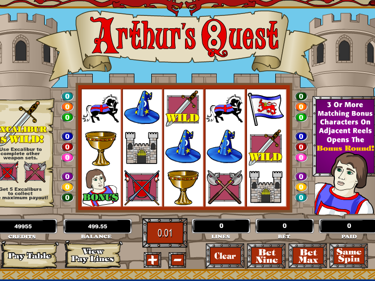 obrázek ze hry automatu Arthur´s Quest online zdarma