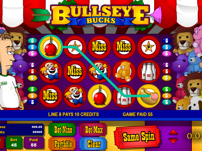 výstřižek z automaty Bullseye bucks online zdarma
