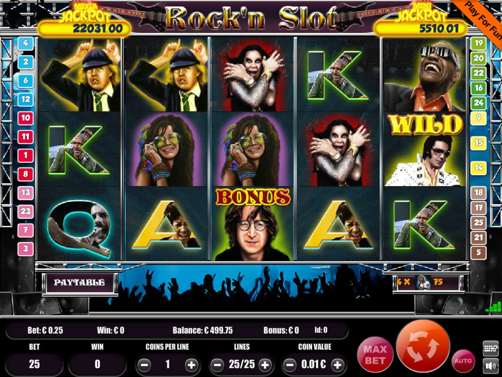 Hraje online automat Rock'n Slot bez registrace