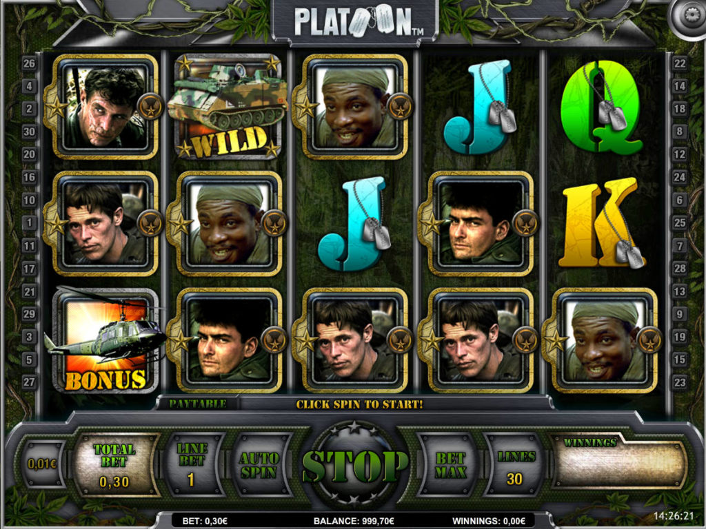 Online casino automat Platoon zdarma