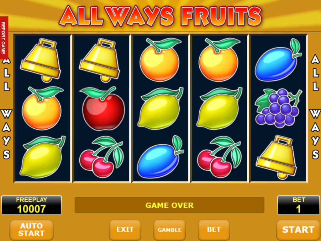 Hrací automat All Ways Fruits bez stahování a bez vkladu