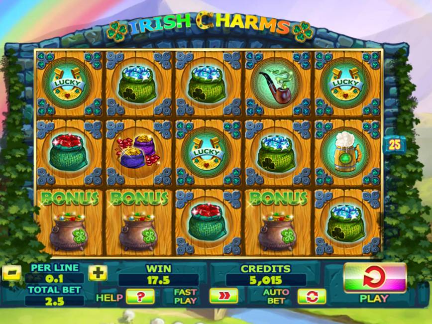 Roztočte online casino automat Irish Charms zdarma