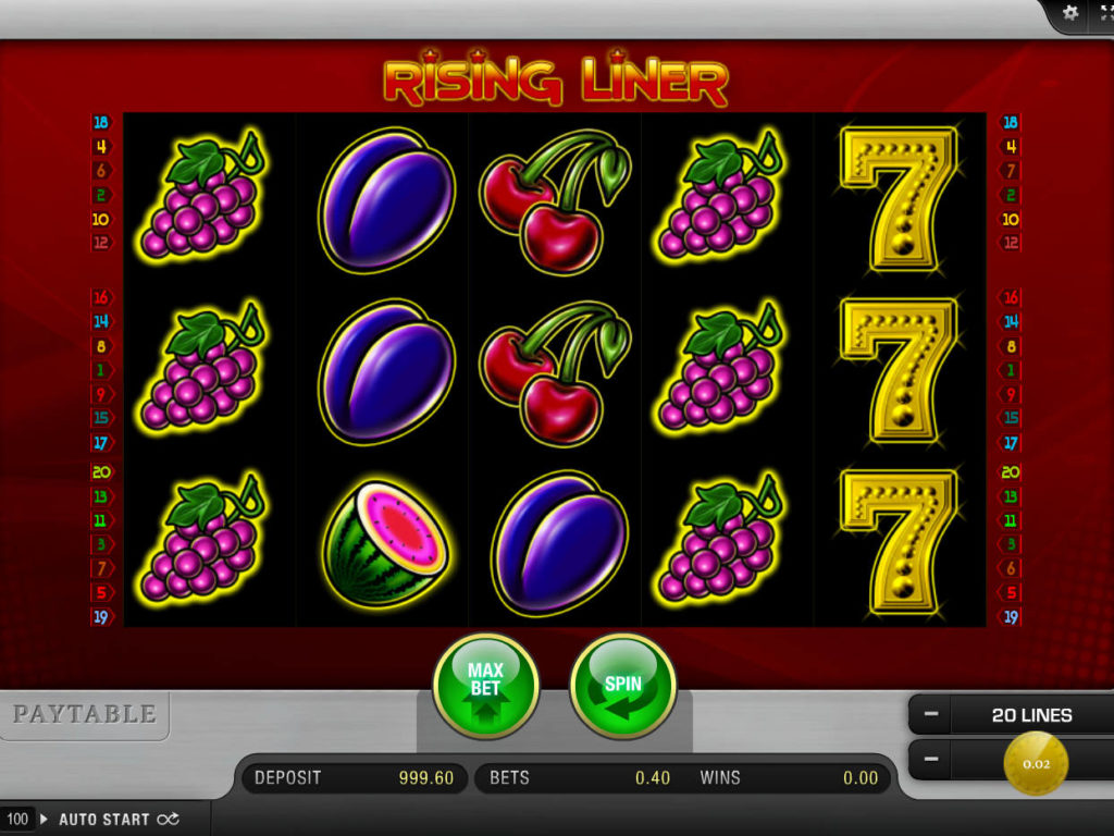 Roztočte online casino automat Rising Liner