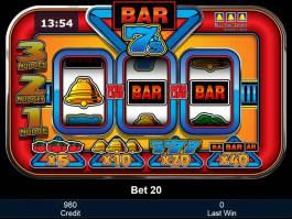Online herní automat Bar 7's zdarma, bez vkladu