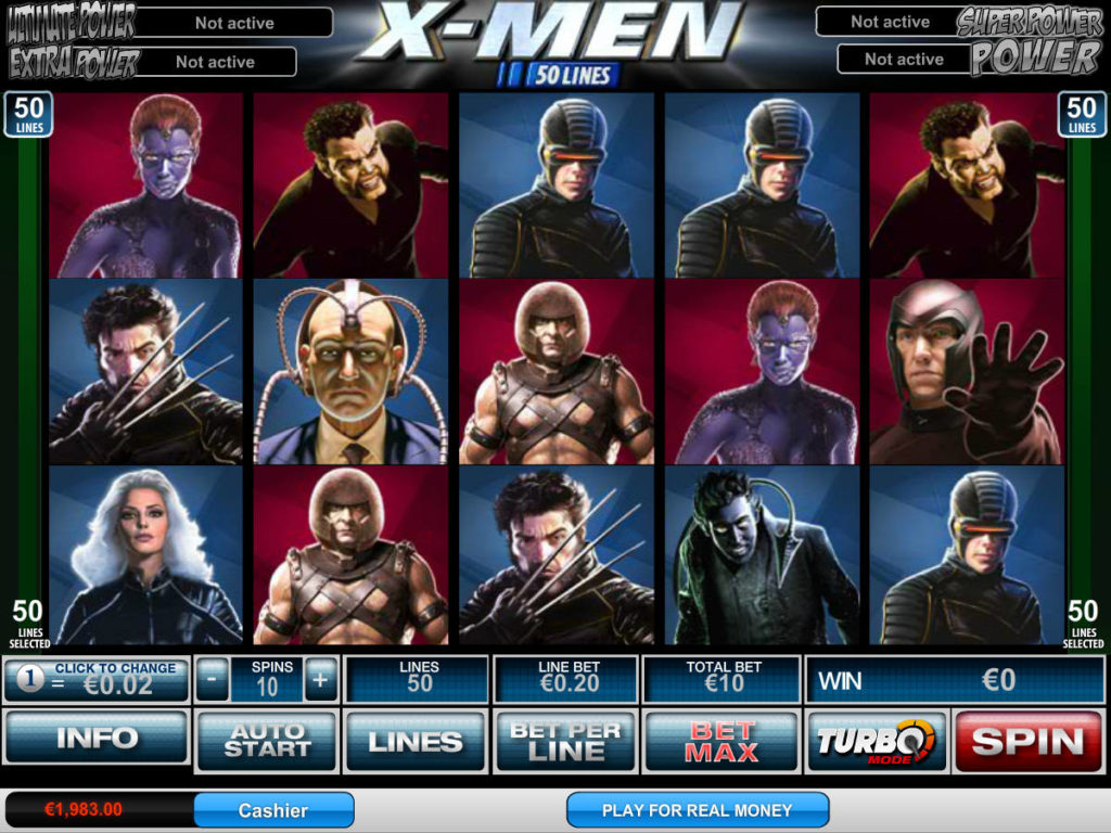 Obrázek z online automatové casino hry X-Men 50 Lines