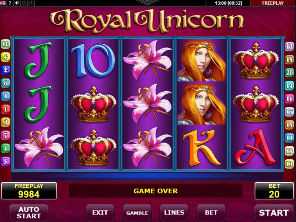 Zahrajte si online automat Royal Unicorn zdarma, bez vkladu