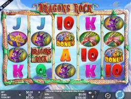 Roztočte válce online casino automatu Dragons Rock