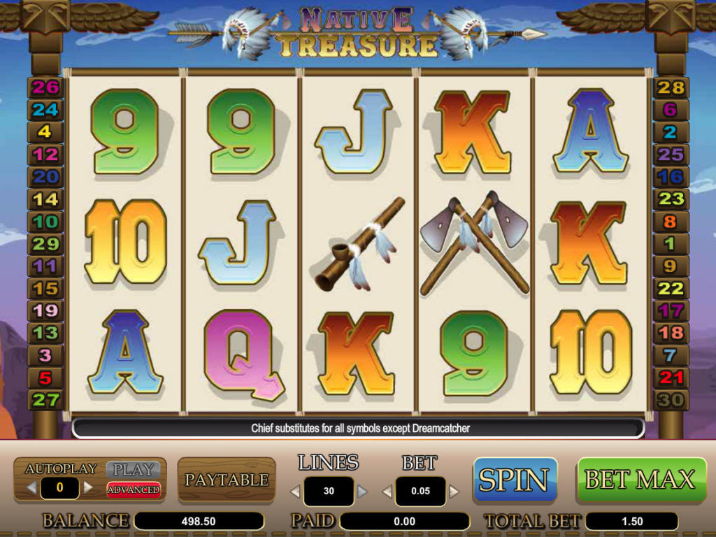 Casino automat Native Treasure pro zábavu