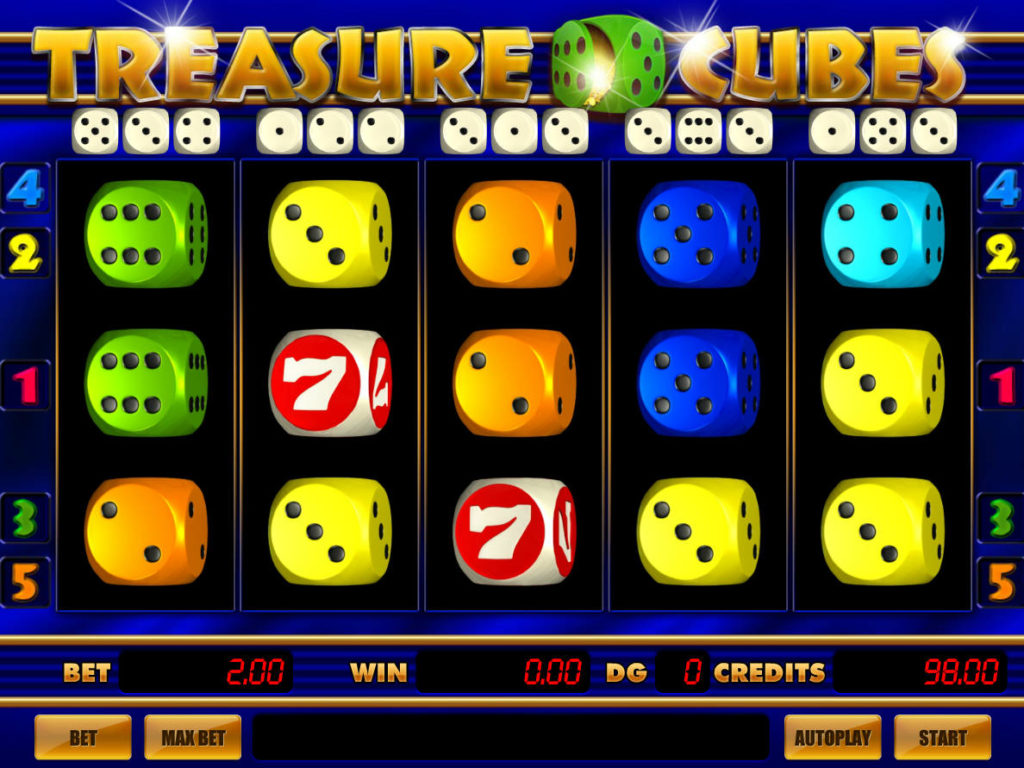 Roztočte válce herního automatu Treasure Cubes