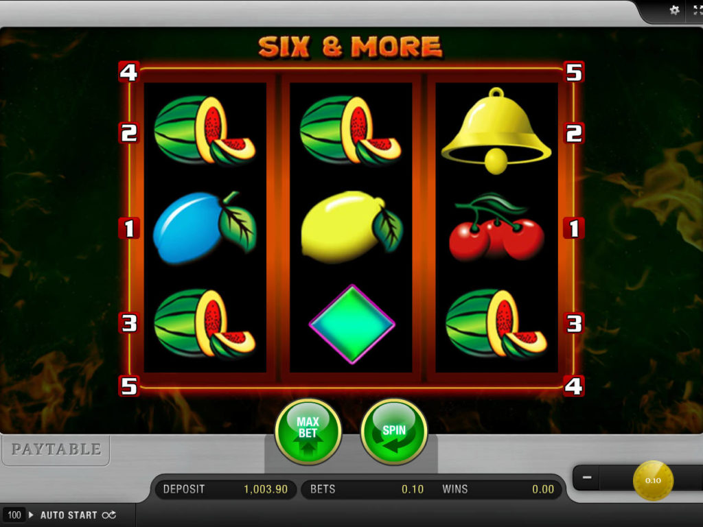 Zábavný online casino automat Six and More zdarma