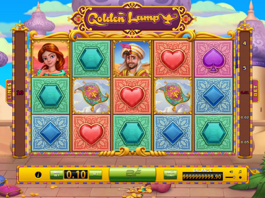 Roztočte válce online casino automatu Golden Lamp zdarma