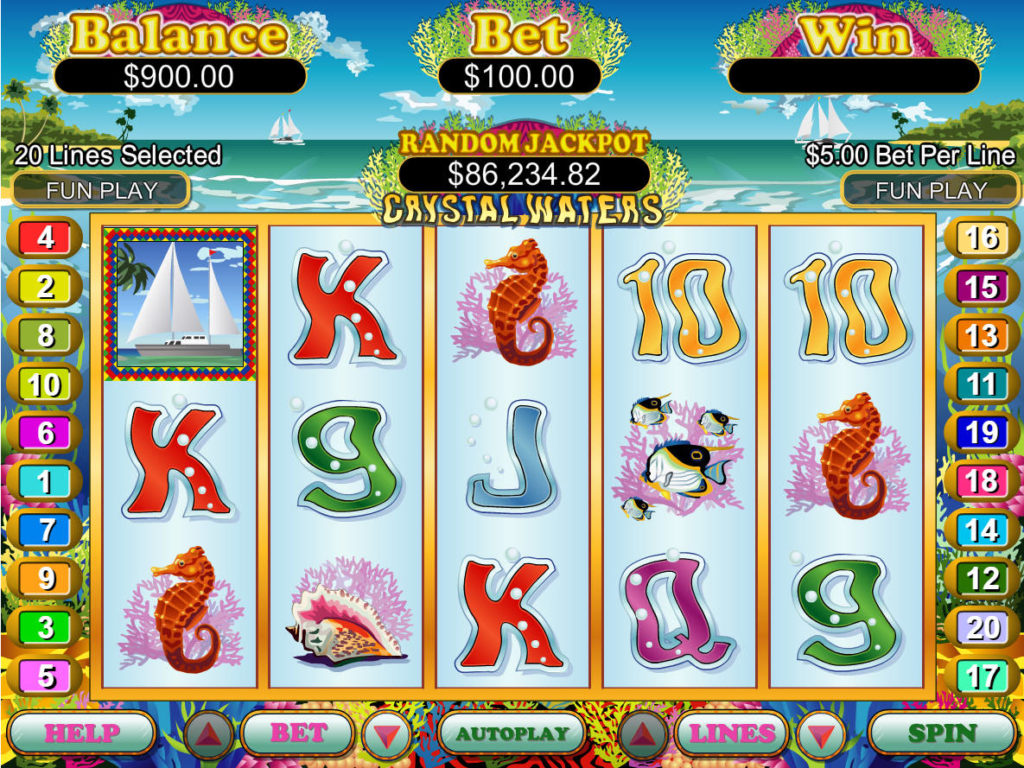 Roztočte online casino automat Crystal Waters