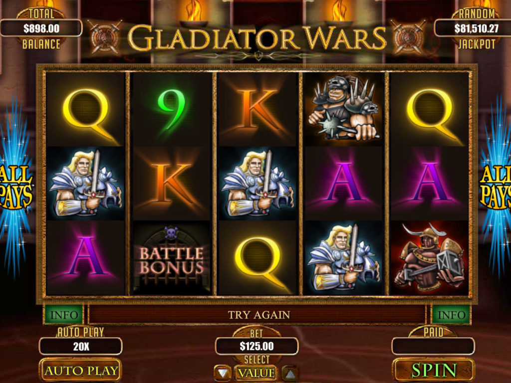 Zahrajte si casino automat Gladiator Wars