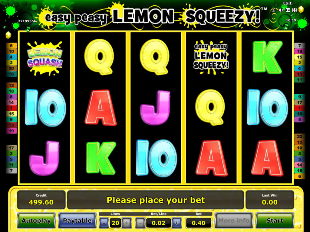 Online casino automat Easy Peasy Lemon Squeezy pro zábavu