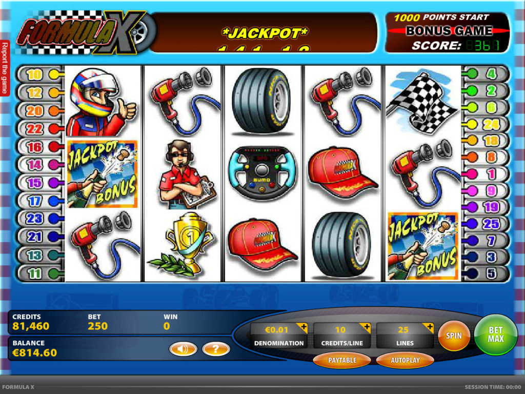 Zahrajte si online casino automat Formula X zdarma