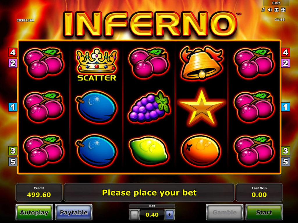 Automatová casino hra Inferno online zdarma